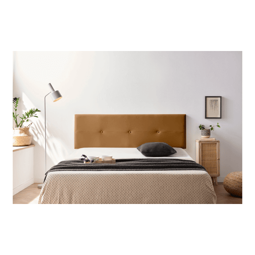 Cabeceira Estofada NAPOLI Pele Sintética 210x50x5 cm - Castanho Claro - Moonia
