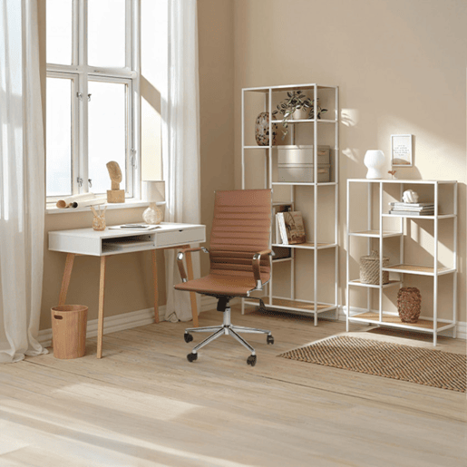 Cadeira Secretária com Rodas Elegance marrom 116x89x60cm Thinia Home