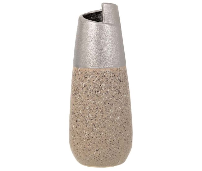 Jarrón de cerámica plateado 12,5x12,5x28