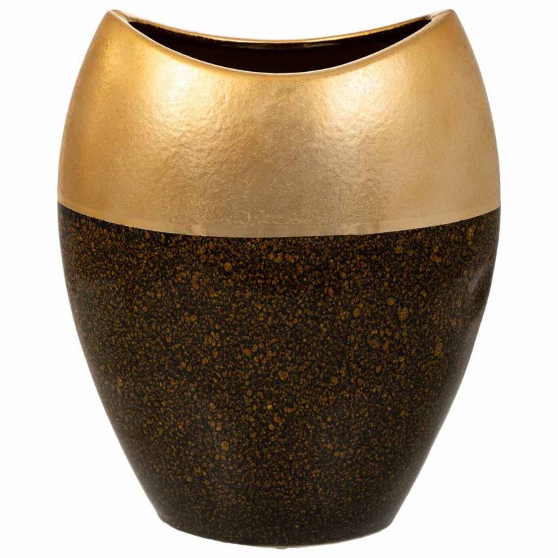 Jarrón de cerámica negro/dorado 24x13,5x29,5