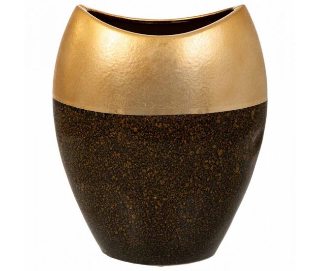 Jarrón de cerámica negro/dorado 24x13,5x29,5