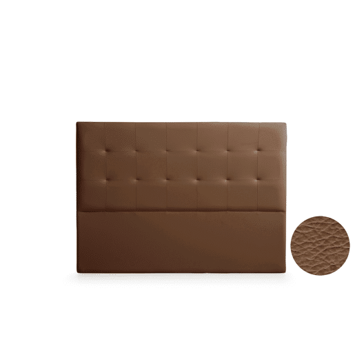 Cabeceira Estofada ATENEA Pele Sintética 210x120x8 cm - Castanho - Moonia
