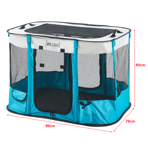 Parque para animais de estimação dobrável Mörbylånga 90x70x60cm - AzulBege en.casa