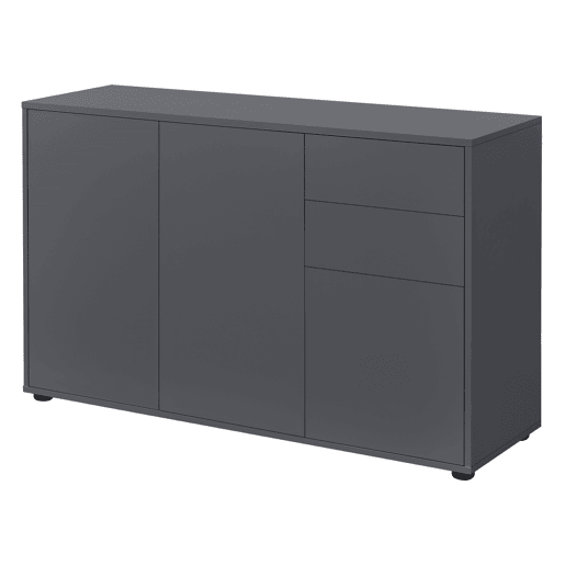 Cómoda Paarl com 2 gavetas e 3 portas 74x117x36cm Cinzento escuro mate en.casa