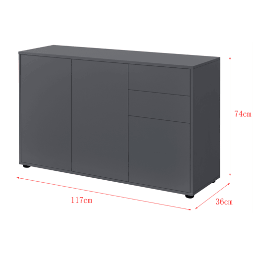 Cómoda Paarl com 2 gavetas e 3 portas 74x117x36cm Cinzento escuro mate en.casa