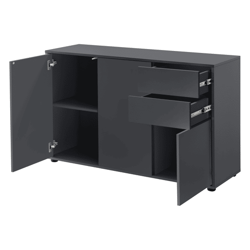 Cómoda Paarl com 2 gavetas e 3 portas 74x117x36cm Cinzento escuro mate en.casa