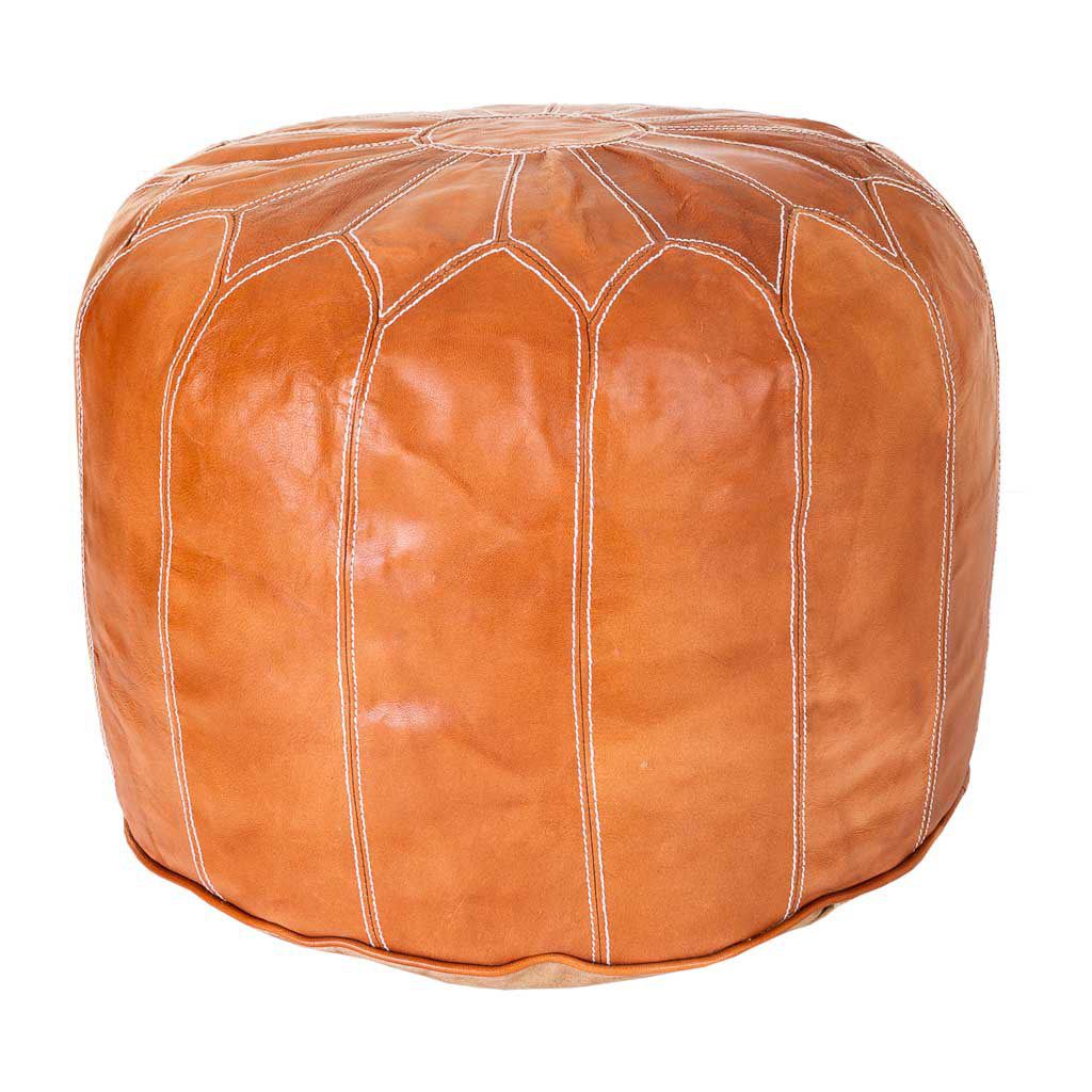 Puff de piel naranja 48x48x35h cm