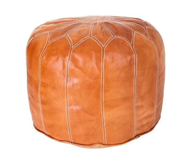 Puff de piel naranja 48x48x35h cm