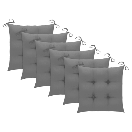 vidaXL Cadeiras de jardim c almofadões cinzentos 6 pcs teca maciça