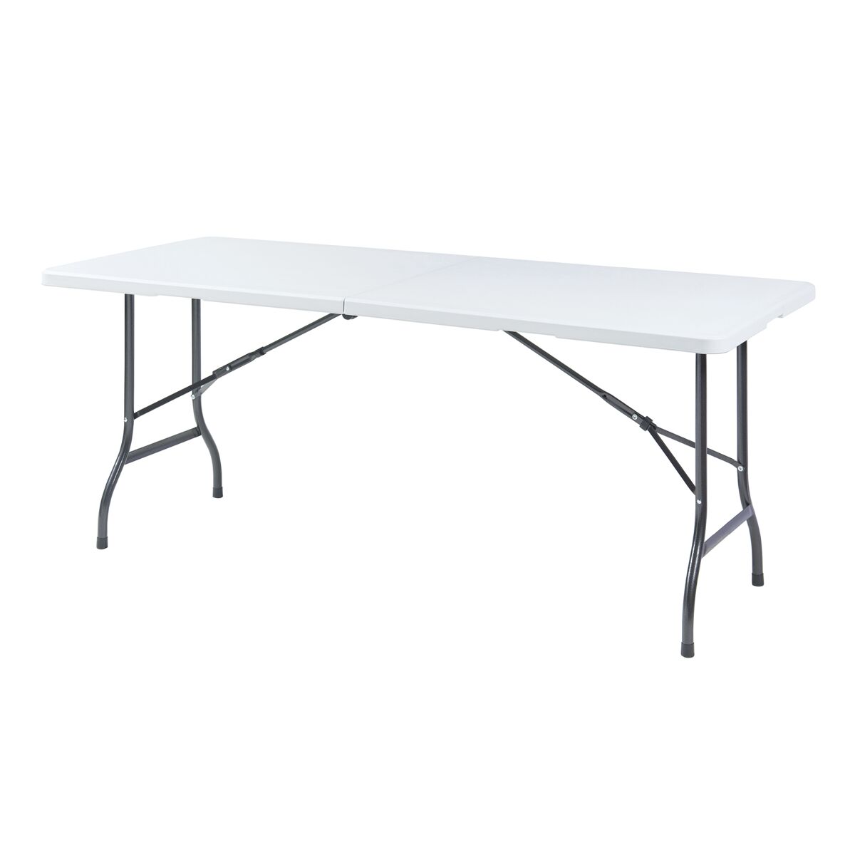 Mesa plegable ljusnarsberg exterior metal/plástico 180x75x72cm - blanco [en.casa]