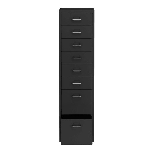 Armário de arquivo móvel Kökar com 8 gavetas 109x28x41 cm aço - Preto en.casa