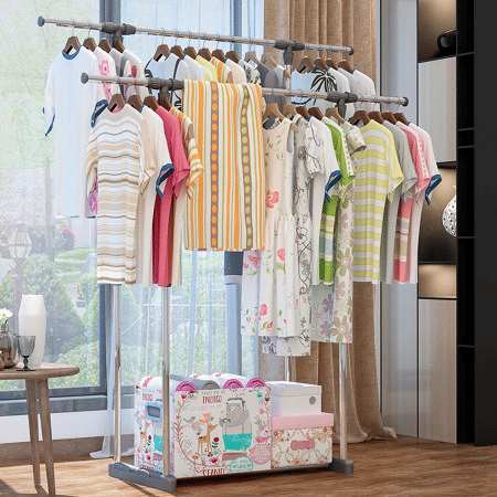 Cabide Duplo Extensível Burro com Sapateira Hebdo Prata 172x41x157cm Thinia Home