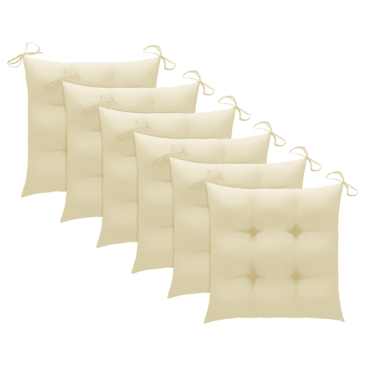 vidaXL Cadeiras de jardim c almofadões branco nata 6 pcs teca maciça vidaXL Cadeiras de jardim c almofadões branco nata 6 pcs teca maciça