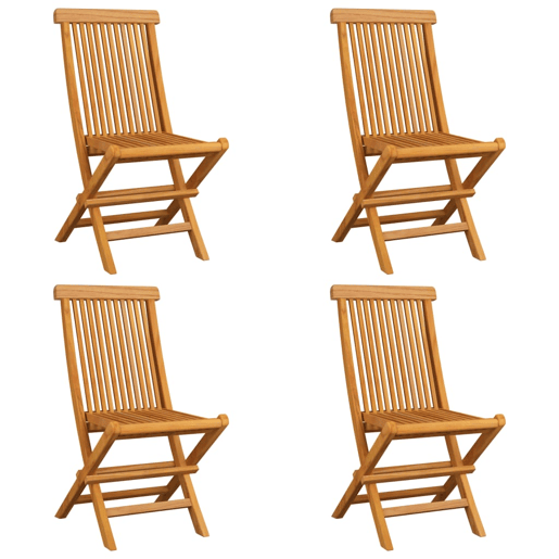 vidaXL Cadeiras de jardim c almofadões cinza-acast. 4 pcs teca maciça