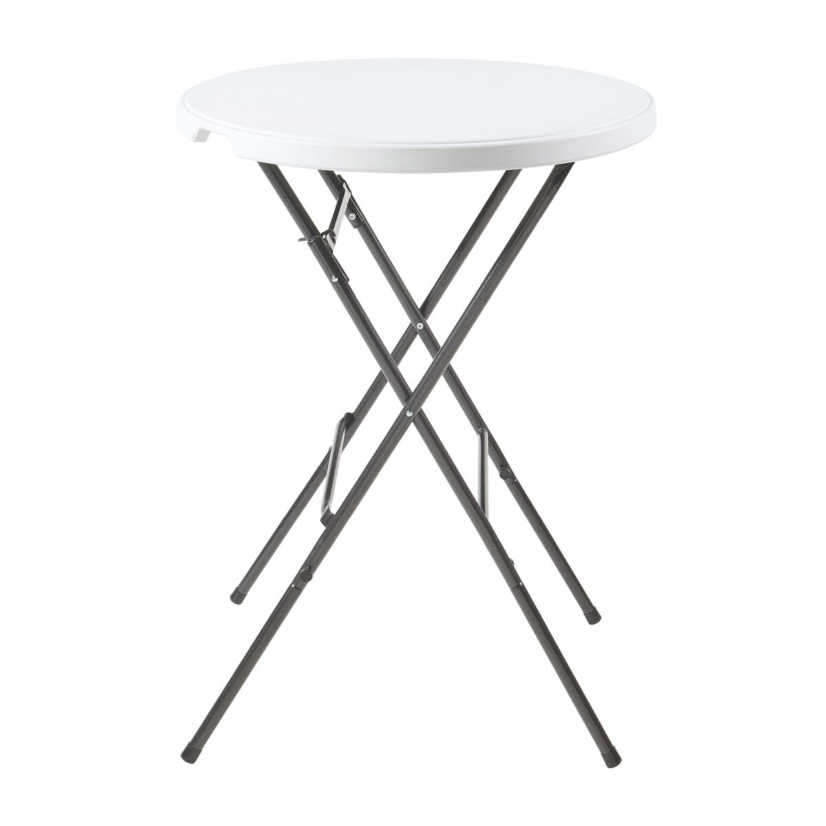 Mesa plegable ljusnarsberg exterior metal/plástico ø80x110cm - blanco [en.casa]