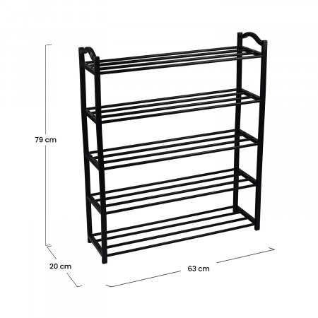 Sapateira 5 Prateleiras Sir Preto 63x20x79cm Thinia Home
