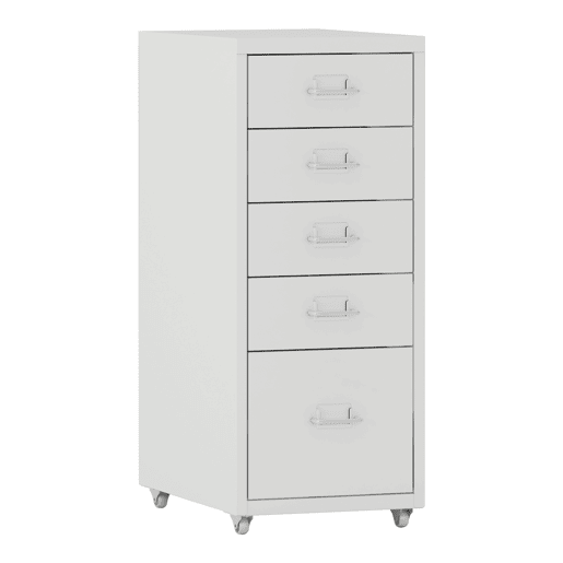 Armário de arquivo móvel Kökar com 5 gavetas 69x28x41 cm aço - Branco mate en.casa