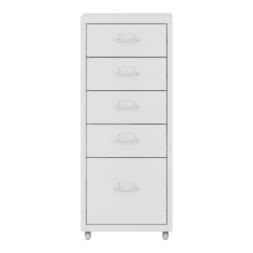 Armário de arquivo móvel Kökar com 5 gavetas 69x28x41 cm aço - Branco mate en.casa