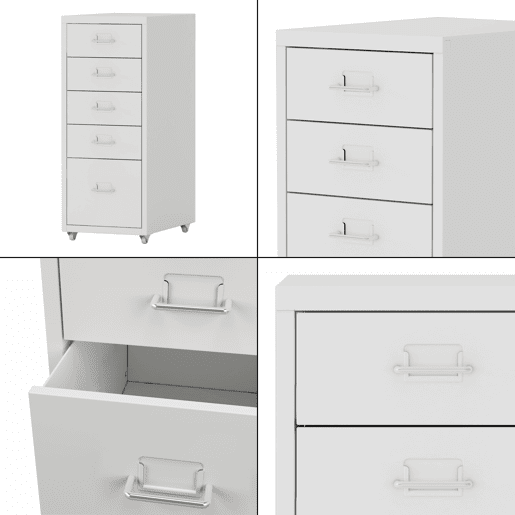 Armário de arquivo móvel Kökar com 5 gavetas 69x28x41 cm aço - Branco mate en.casa