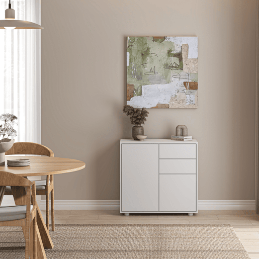 Cómoda Paarl com 2 gavetas e 2 portas 74x79x36cm Branco mate en.casa