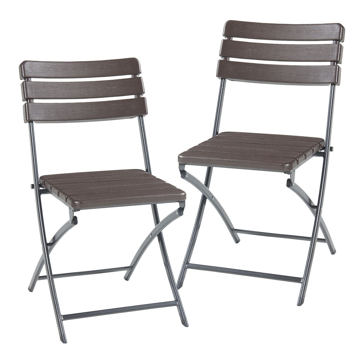 Set de 2 sillas plegables lillestrøm metal/plástico 81x58x46cm - marrón oscuro [en.casa]