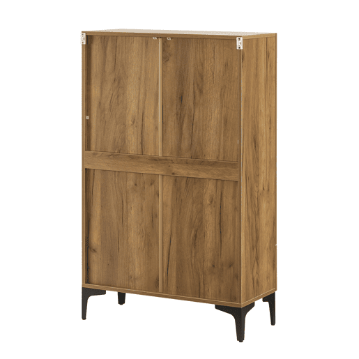 Vitrina Søndersø com 2 portas, prateleira de vidro e aglomerado 115 x 70 x 31 cm - efeito carvalho e preto en.casa