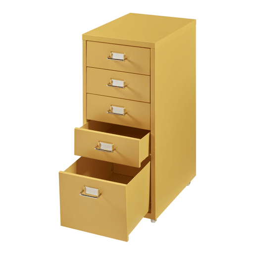 Armário de arquivo móvel Kökar com 5 gavetas 69x28x41 cm aço - Amarelo en.casa