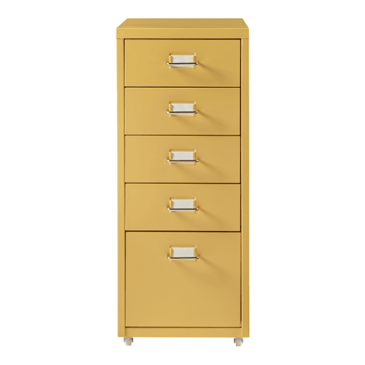 Armário de arquivo móvel Kökar com 5 gavetas 69x28x41 cm aço - Amarelo en.casa