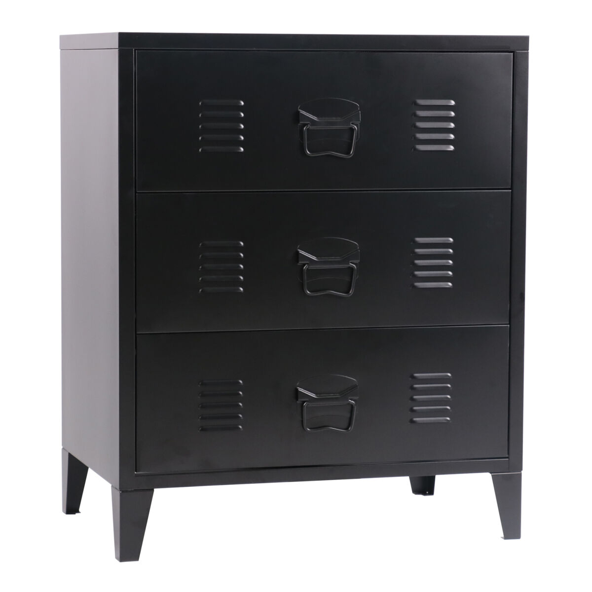 Cajonera hämeenlinna de 3 cajones uso versátil acero 72 x 60 x 40 cm - negro [en.casa]