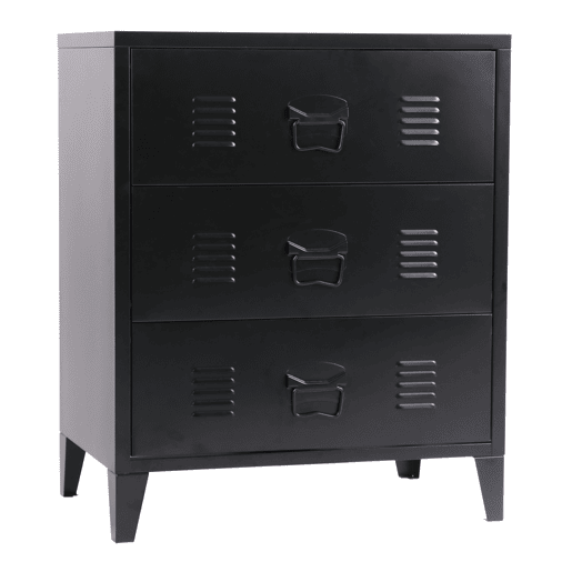 Cómoda de 3 gavetas Hämeenlinna versátil em aço 72 x 60 x 40 cm - Preto en.casa