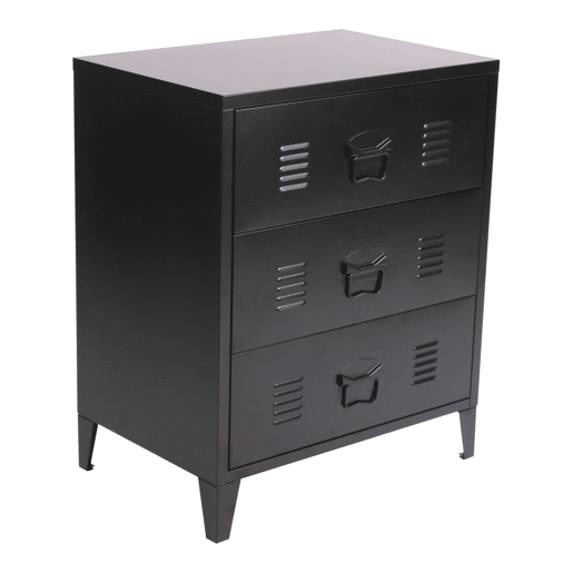 Cómoda de 3 gavetas Hämeenlinna versátil em aço 72 x 60 x 40 cm - Preto en.casa