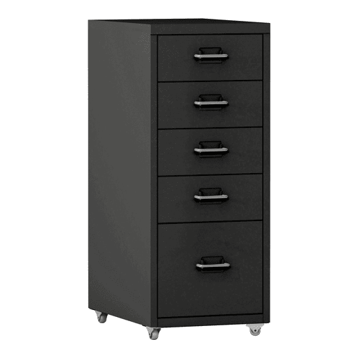 Armário de arquivo móvel Kökar com 5 gavetas 69x28x41 cm aço - Preto mate en.casa