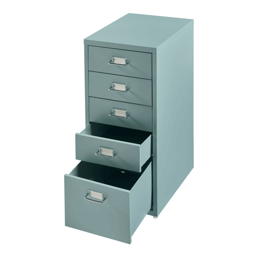 Armário de arquivo móvel Kökar com 5 gavetas 69x28x41 cm aço - Verde menta en.casa