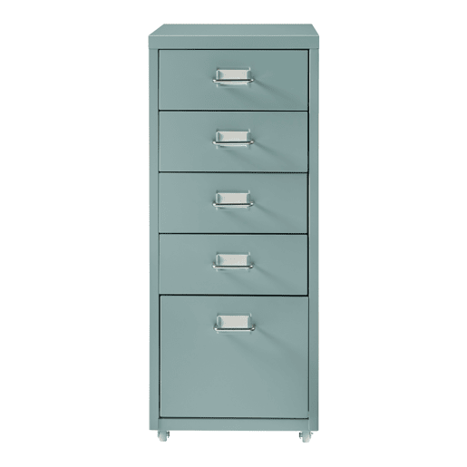 Armário de arquivo móvel Kökar com 5 gavetas 69x28x41 cm aço - Verde menta en.casa