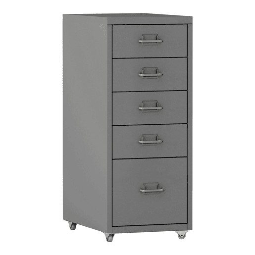 Armário de arquivo móvel Kökar com 5 gavetas 69x28x41 cm aço - Cinzento en.casa