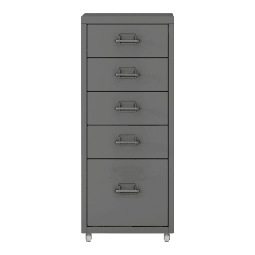 Armário de arquivo móvel Kökar com 5 gavetas 69x28x41 cm aço - Cinzento en.casa