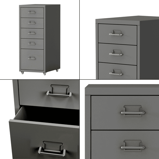 Armário de arquivo móvel Kökar com 5 gavetas 69x28x41 cm aço - Cinzento en.casa