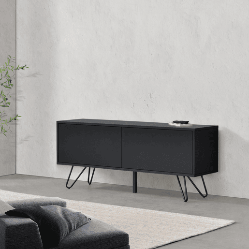 Cómoda Bollebygd com tecnologia Push-Open Metal 46,5 x 110 x 30 cm Sala de estar Preto en.casa