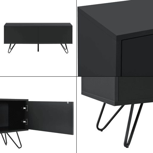 Cómoda Bollebygd com tecnologia Push-Open Metal 46,5 x 110 x 30 cm Sala de estar Preto en.casa