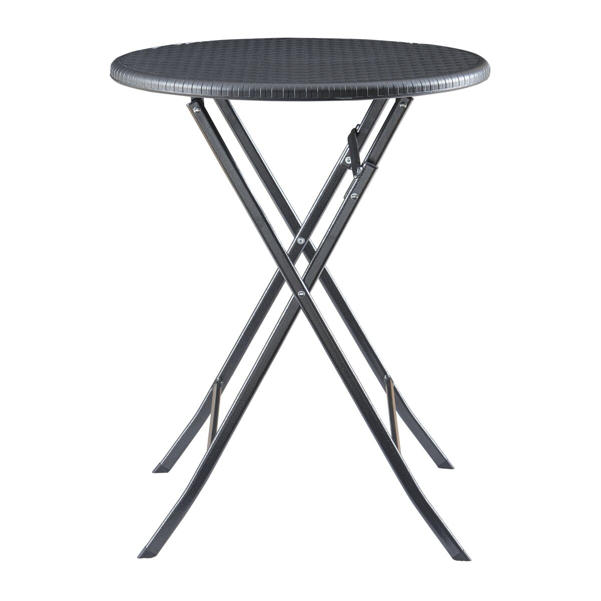 Mesa plegable mark exterior metal/plástico ø60x74cm - efecto ratán negro [en.casa]