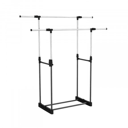 Cabide Duplo Extensível Burro com Sapateira Hebdo Prata 172x41x157cm 7house