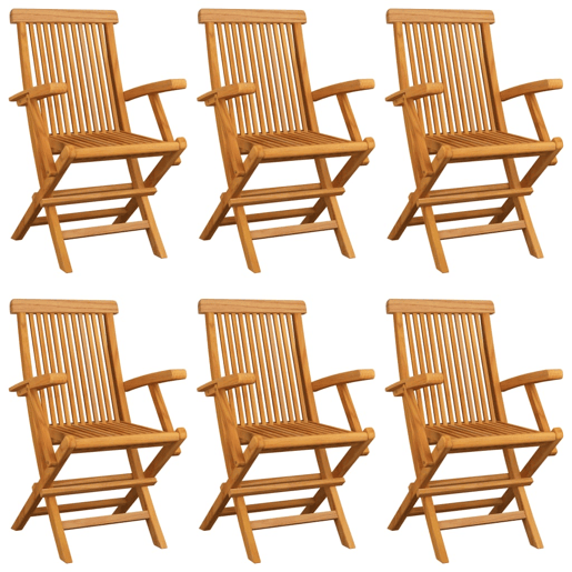 vidaXL Cadeiras de jardim c almofadões antracite 6 pcs teca maciça