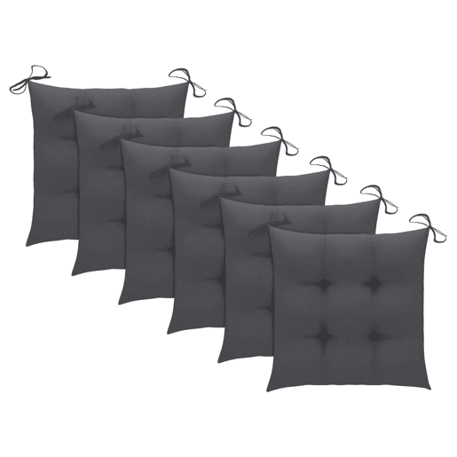 vidaXL Cadeiras de jardim c almofadões antracite 6 pcs teca maciça