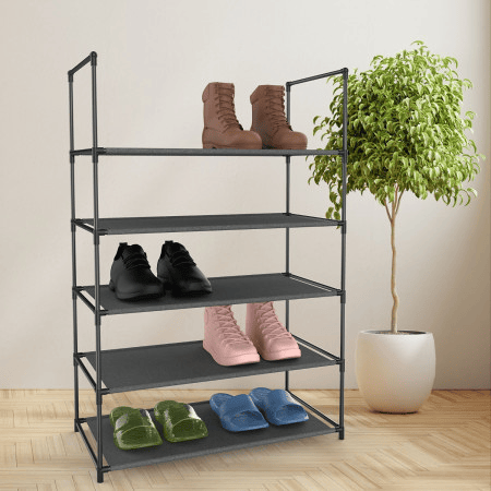 Sapateira em Metal Prateado com 5 Prateleiras 60x30x90cm Thinia Home