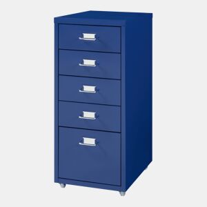 Armário de arquivo móvel Kökar com 5 gavetas 69x28x41 cm aço - Azul en.casa
