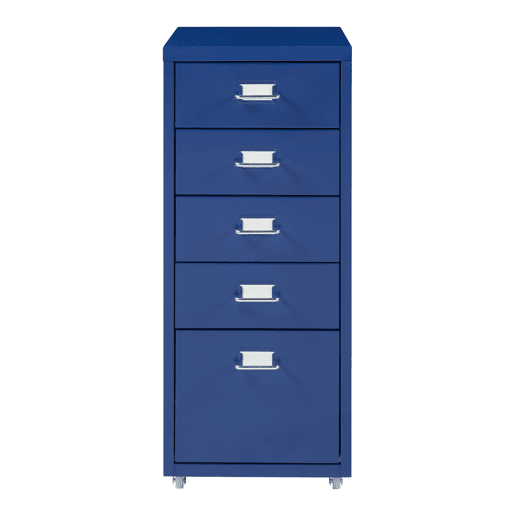 Armário de arquivo móvel Kökar com 5 gavetas 69x28x41 cm aço - Azul en.casa