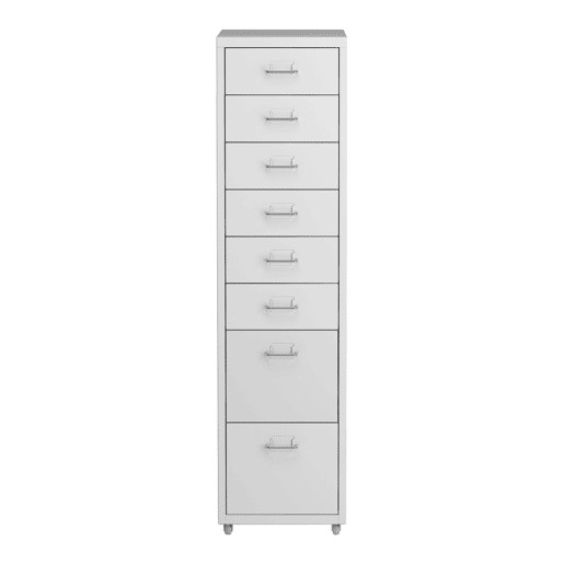 Armário de arquivo móvel Kökar com 8 gavetas 109x28x41 cm aço - Branco en.casa