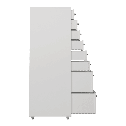 Armário de arquivo móvel Kökar com 8 gavetas 109x28x41 cm aço - Branco en.casa