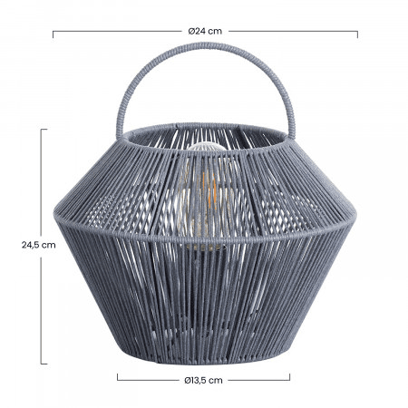 Candeeiro de mesa Shaoran Cinza 24x24x25cm 7hSevenOn Deco
