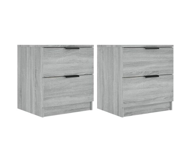 Vidaxl mesitas de noche 2 uds madera contrachapada gris sonoma